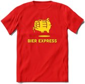 Bier Express T-Shirt | Unisex Kleding | Dames - Heren Feest shirt | Drank | Grappig Verjaardag Cadeau tekst | - Rood - M