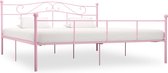 vidaXL Bedframe metaal roze 200x200 cm