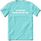 Koffie en Katten Love - Katten T-Shirt Kleding Cadeau | Dames - Heren - Unisex | Kat / Dieren shirt | Grappig Verjaardag kado | Tshirt Met Print | - Licht Blauw - M