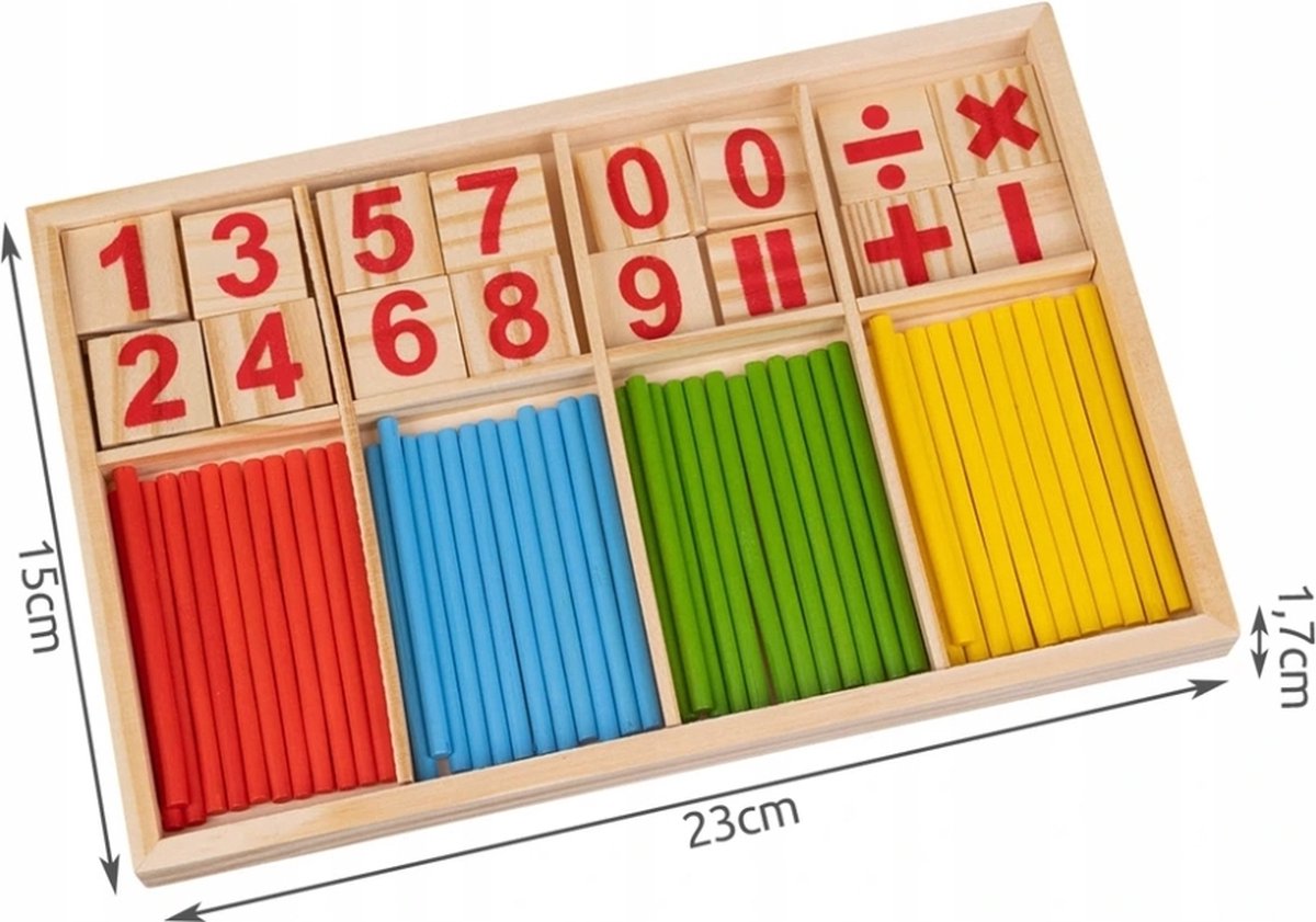 Jeu boite à compter : chiffres abacus et horloge en bois - Montessori