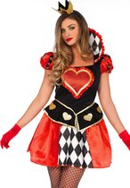 Wonderland - Casino Kostuum - Koningin Met Een Groot Hart - Vrouw - Rood - Medium - Carnavalskleding - Verkleedkleding