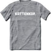 Kattenkop - Katten T-Shirt Kleding Cadeau | Dames - Heren - Unisex | Kat / Dieren shirt | Grappig Verjaardag kado | Tshirt Met Print | - Donker Grijs - Gemaleerd - XXL