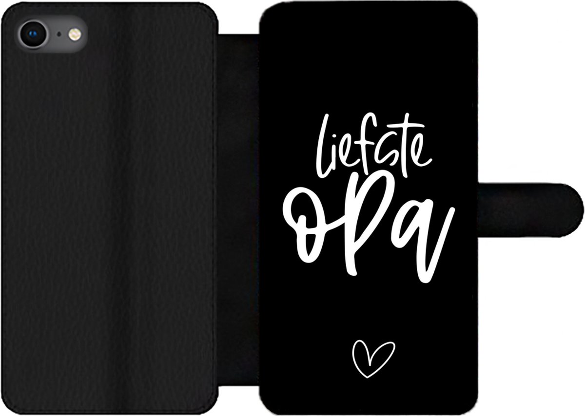 Telefoonhoesje Geschikt voor iPhone SE 2020 telefoonhoesje - Opa - Spreuken - Liefste opa - Quotes - Met vakjes - Wallet case met magneetsluiting