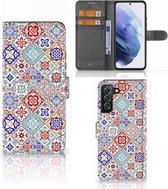 Book Case met foto Geschikt voor Samsung Galaxy S22 Plus GSM Hoesje Tiles Color