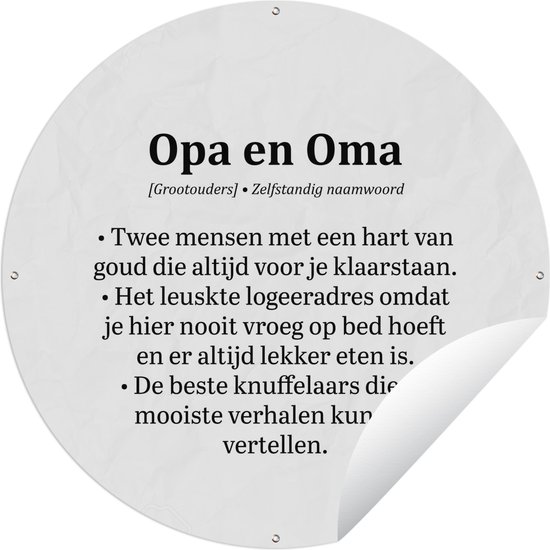 Tuincirkel Quotes - Spreuken - 'Opa en oma' - 150x150 cm - Ronde Tuinposter - Buiten