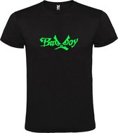 Zwart  T shirt met  "Bad Boys" print Neon Groen size S