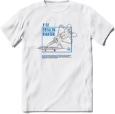 F-22 Vliegtuig T-Shirt | Unisex leger Kleding | Dames - Heren Straaljager shirt | Army F16 | Grappig bouwpakket Cadeau | - Wit - S