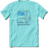 F-18 Vliegtuig T-Shirt | Unisex leger Kleding | Dames - Heren Straaljager shirt | Army F16 | Grappig bouwpakket Cadeau | - Licht Blauw - L