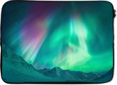 Laptophoes 14 inch 36x26 cm - Noorderlicht - Macbook & Laptop sleeve Symfonie van Noordelijke Lichten - Laptop hoes met foto