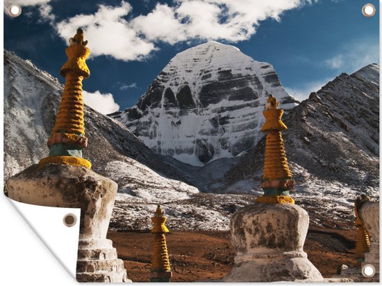 Tuinschilderij De Aziatische Kailash berg dichtbij het westen van China - 80x60 cm - Tuinposter - Tuindoek - Buitenposter