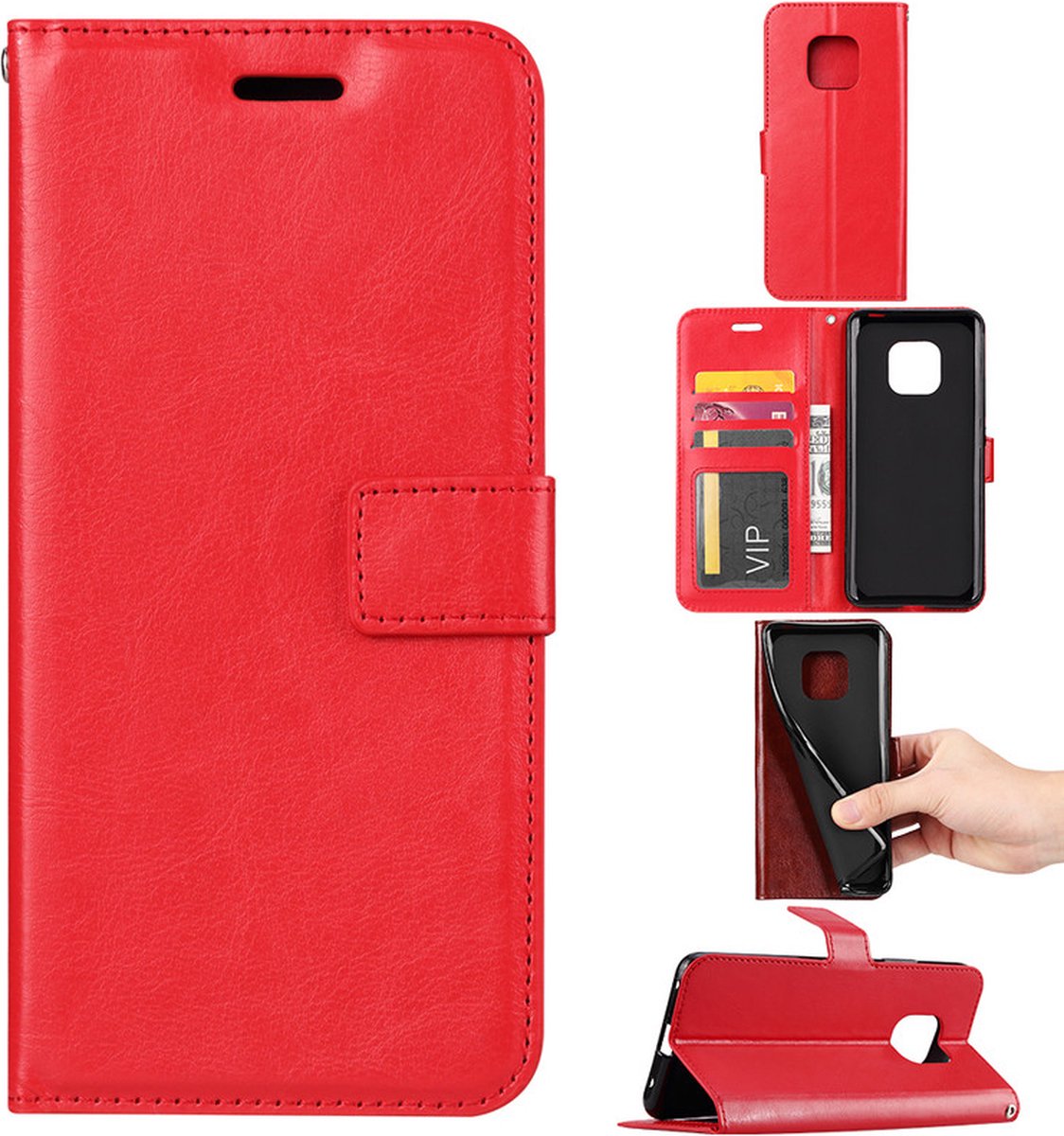 Bookcase Geschikt voor: Nokia XR20 5G - Rood - portemonnee hoesje