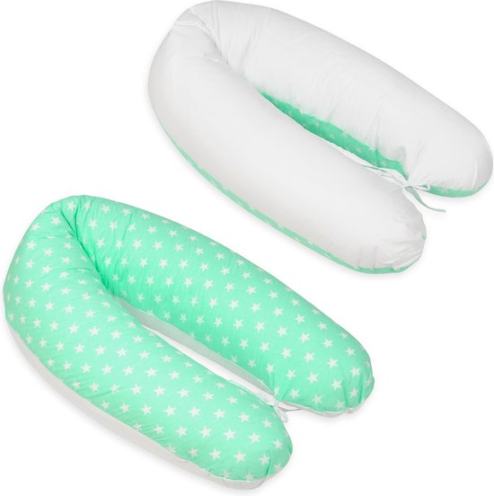 Voedingskussen - Voedingskussen - met koordjes - 145 cm - mintgroen