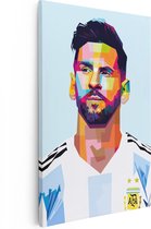 Artaza Canvas Schilderij Lionel Messi bij Argentinië in Abstract - 40x60 - Poster Foto op Canvas - Canvas Print