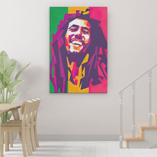 Artaza - Peinture sur Canevas - Bob Marley avec des couleurs Rastafari - 80x120 - Petit - Photo sur Toile - Impression sur Toile