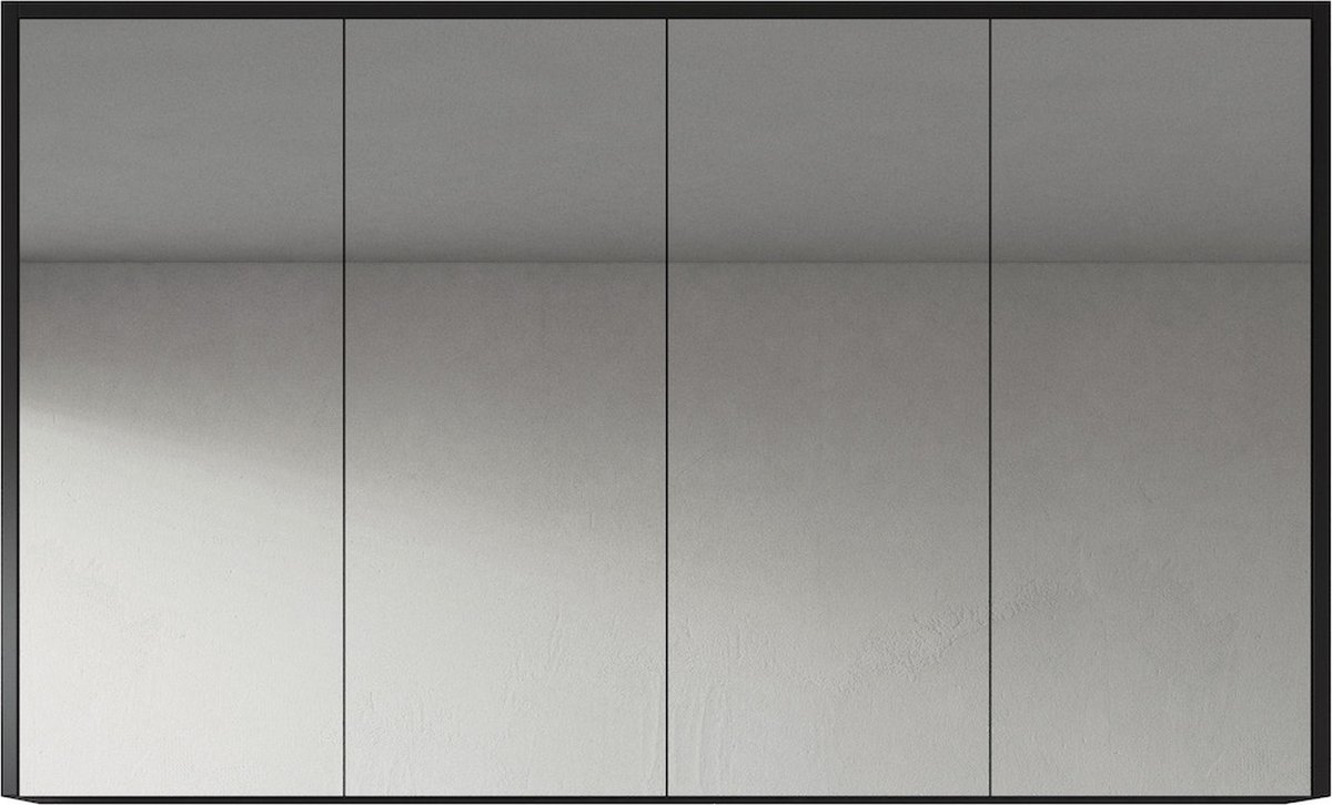 Badplaats Badkamerkast Cuba 120 cm x 16 cm x 72 cm - Zwart - Spiegelkast Badkamer