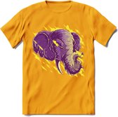 Dieren T-Shirt | Olifant shirt Heren / Dames | Wildlife elephant cadeau - Geel - 3XL
