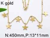 Ketting met sterretjes RVS Lengte 45 cm 3896