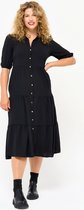 LOLALIZA Lange hemd jurk met korte mouwen - Zwart - Maat 40