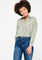 LOLALIZA Hemd met lurex strepen - Khaki - Maat 36