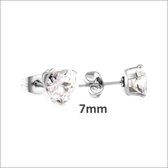 Aramat jewels ® - Zweerknopjes- oorbellen-hart-zirkonia-chirurgisch staal-zilverkleurig-7mm