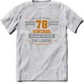 78 Jaar Legend T-Shirt | Goud - Zilver | Grappig Verjaardag Cadeau | Dames - Heren | - Licht Grijs - Gemaleerd - M