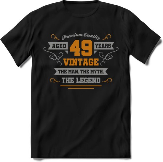 49 Jaar Legend T-Shirt | Goud - Zilver | Grappig Verjaardag Cadeau | Dames - Heren | - Zwart - XXL