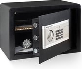 LifeGoods Kluis - Elektronisch - Cijferslot - Sleutel - Muurbevestiging - 4,3cm Deur - 130 dB Alarm - 28L - 30x38x30cm - 10KG - Staal - Zwart