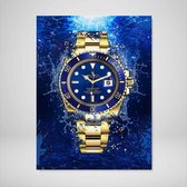 DEVICI Motiverende Wanddecoratie - Muurdecoratie - Rolex Submariner 18K Gold - Canvas Wall Art Ingelijste Wanddecoratie Kantoor Ingelijste Kunstposters & Kunstprints