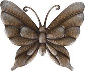 Metalen vlinder brons 39 x 32 cm tuin decoratie - Tuindecoratie vlinders - Dierenbeelden hangdecoraties