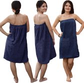 JEMIDI Sauna Terry Kilt Sarong M-XXL Dames 100% Katoen Sauna Kilt Sauna Sarong Sauna Handdoek - Donkerblauw