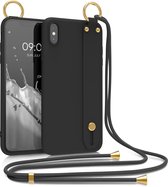 kwmobile Hoesje voor Apple iPhone XS Max - Telefoonhoesje met koord en handgreep - Hoes voor smartphone in zwart