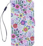 LuxeBass Boekhoesje met print geschikt voor Motorola Moto G50 - Flowers - telefoonhoes - gsm hoes - telefoonhoesjes