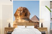 Behang - Fotobehang Close up van de Sfinx van Gizeh in Egypte - Breedte 205 cm x hoogte 280 cm