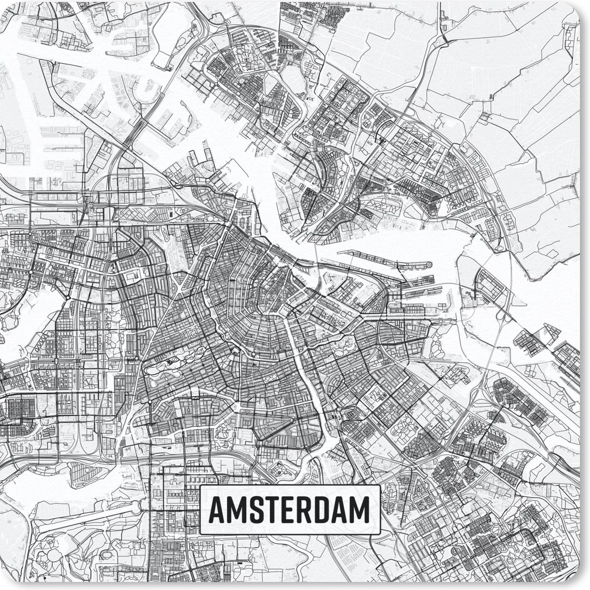 Muismat 30x30 cm - Mousepad Stadskaart Amsterdam - Muismatten