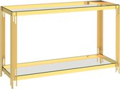 Decoways - Bijzettafel 120x40x78 cm roestvrij staal en glas goudkleurig