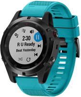 Shop4 - Bandje geschikt voor Garmin Fenix 7 (ook Pro, Solar en Sapphire) - Siliconen Cyan Blauw