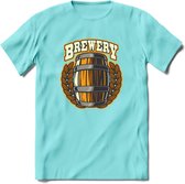 Beer Barrel T-Shirt | Bier Kleding | Feest | Drank | Grappig Verjaardag Cadeau | - Licht Blauw - M