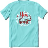 You Make My Heart Smile - Valentijn T-Shirt | Grappig Valentijnsdag Cadeautje voor Hem en Haar | Dames - Heren - Unisex | Kleding Cadeau | - Licht Blauw - XXL