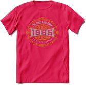 1955 The One And Only T-Shirt | Goud - Zilver | Grappig Verjaardag  En  Feest Cadeau | Dames - Heren | - Roze - S