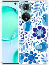 Honor 50 Hoesje Blue Bird and Flowers - Designed by Cazy