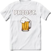 Proost T-Shirt | Bier Kleding | Feest | Drank | Grappig Verjaardag Cadeau | - Wit - XXL