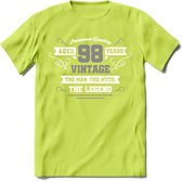 98 Jaar Legend T-Shirt | Zilver - Wit | Grappig Verjaardag en Feest Cadeau | Dames - Heren - Unisex | Kleding Kado | - Groen - XXL