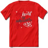 My Heart Is Wherever You Are - Valentijn T-Shirt | Grappig Valentijnsdag Cadeautje voor Hem en Haar | Dames - Heren - Unisex | Kleding Cadeau | - Rood - XL