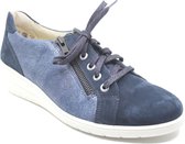 Solidus 25021 blauwe veterschoenen met rits op sleehak