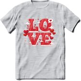 Love - Valentijn T-Shirt | Grappig Valentijnsdag Cadeautje voor Hem en Haar | Dames - Heren - Unisex | Kleding Cadeau | - Licht Grijs - Gemaleerd - S