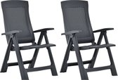 Decoways - Tuinstoelen 2 stuks verstelbaar kunststof antracietkleurig