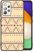 Telefoonhoesje Geschikt voor Samsung Galaxy A52 | A52s (5G/4G) Leuk Case met Zwarte rand Aztec Yellow