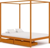 Decoways - Hemelbedframe met 2 lades massief grenenhout 140x200 cm