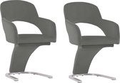 Decoways - Eetkamerstoelen 2 stuks fluweel grijs