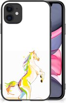 GSM Hoesje Geschikt voor iPhone 11 Leuk TPU Back Case met Zwarte rand Horse Color